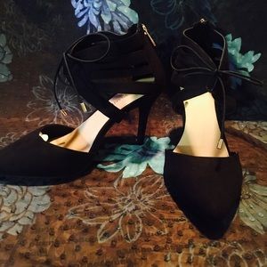 Lace-up Black Strappy Heels - wide shoe